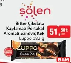 ŞÖLEN LUPPO BİTTER ÇİKOLATA KAPLAMALI PORTAKAL AROMALI SANDVİÇ KEK 182 G